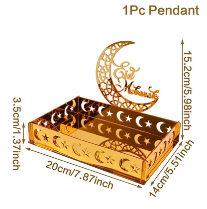 Ramadan Tray Table Centerpieces Plate Acrylic Ramadans Eid Mubarak Decorations for Home 2024 Islam Muslim Festival Party Gifts