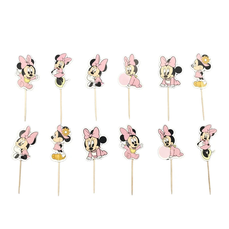 Frozen Anna Elsa Princess Theme Cupcake Picks Animal Cake Toppers Cartoon Cupcake Inserts Card Party Gift for Kid Birthday Decor