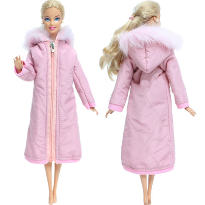 1 Pcs Handmade High Quality Doll Coat Dress Fur Clothes for Barbie Doll Winter Wear Leopard Outfit Doll Accessories Kids Toys