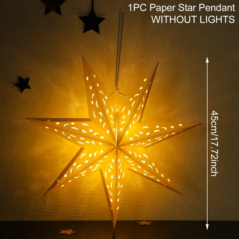 Eid Mubarak Hollow Out Star Hanging Pendant Christmas Ramadan Decor for Home Islam Muslim Party Mubarak Eid Al Adha Kareem