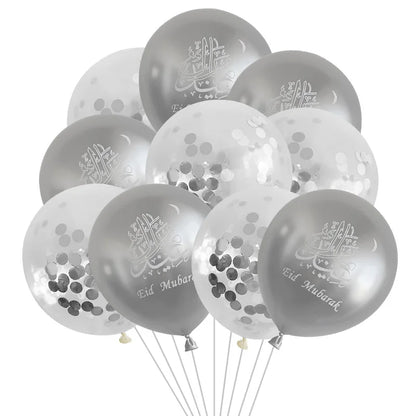 10pcs Eid Mubarak Metal Latex Balloon Ramadan Kareem Decoration Air Globos Ramadan Mubarak Muslim Islamic Festival Party Decor