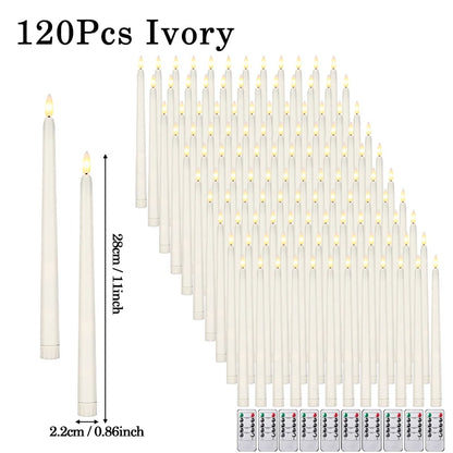 120-12Pcs Flameless Taper Candles Battery Operated LED Candle Flickering Candles Faux Candle Halloween Christmas Wedding Decor