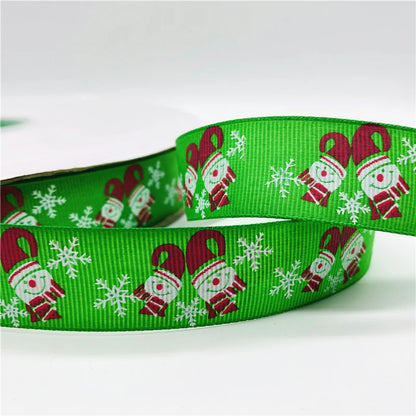 5yards/Lot 25mm Christmas Decor Grosgrain Ribbon Printed Christmas Ribbon for Handmade Design Christmas Decoration Sewing Fabric