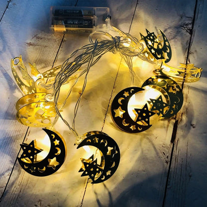 Moon Star Led String Lights EID Mubarak Ramadan Kareem Decoration for Home Islam Muslim Event Party Supplies Eid Al-Fitr Decor