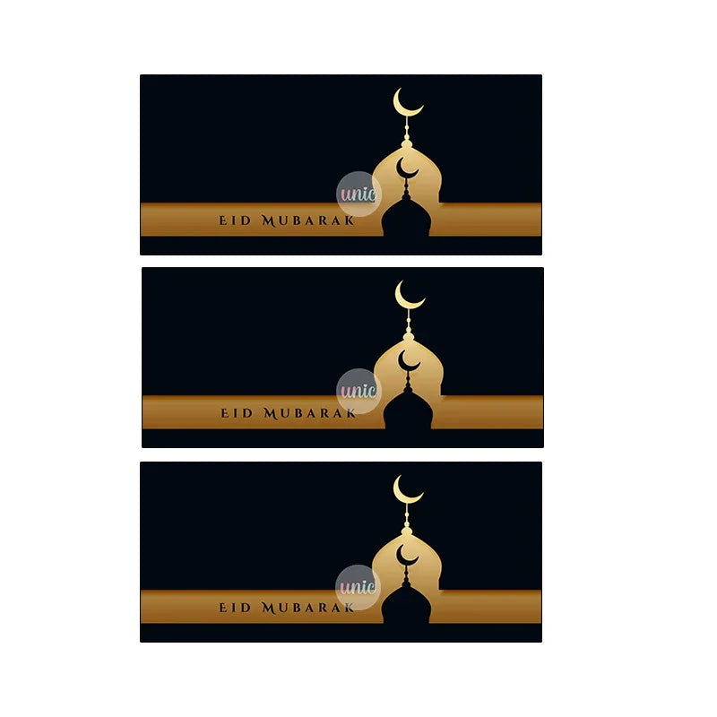 24pcs 4*9cm Eid Mubarak /Ramadan Kareem Sealing Labels Decor Ramadan Mubarak Packaging Stickers Muslim Islamic Festival Decor