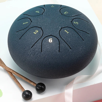 Hluru Glucophone Steel Tongue Drum 6 Inch 8 Notes Ethereal Drum Tone Key D5 Drum Percussion Children Musical Instrument
