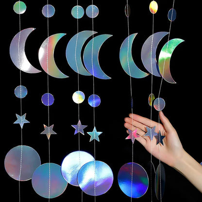 4M EID Ramadan Garland Moon Star Hanging Banner Streamer Party Backdrop for Birthday Baby Shower Islam Mubarak Party Decor 2024