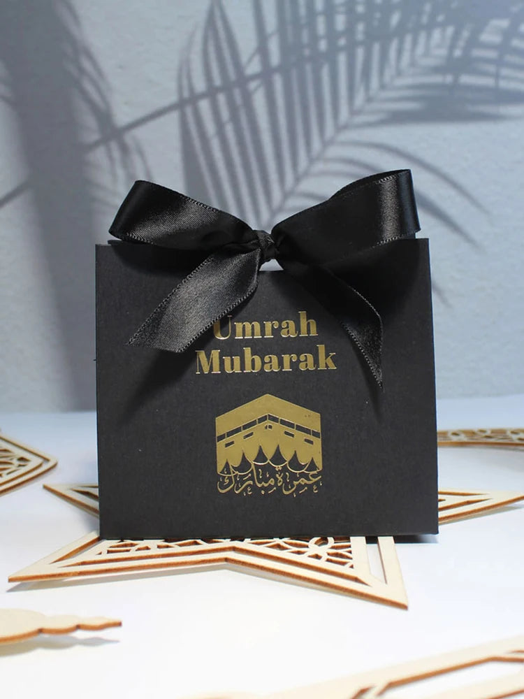 Umrah Ramadan Kareem Gift Boxes Black EID Mubarak Candy Package for Home Decoration Muslim Islamic Festival Party Supplies 2024