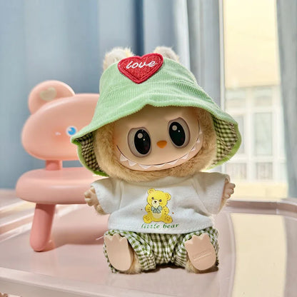 17cm Mini Plush Doll'S Clothes Outfit Accessories for Korea Kpop Exo Labubu I II Idol Dolls Sit Party Overalls Clothing Gift