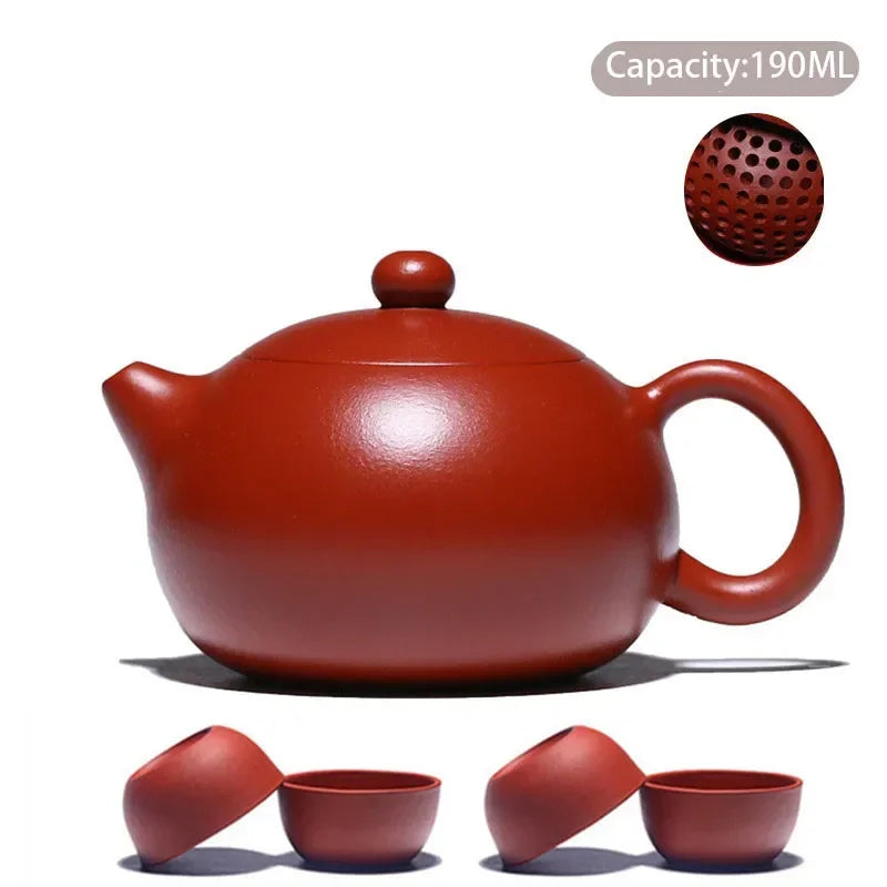 High-End Yixing Purple Clay Teapot Famous Handmade Ball Hole Filter Xishi Tea Pot Raw Ore Dahongpao Kettle Zisha Tea Set Gifts