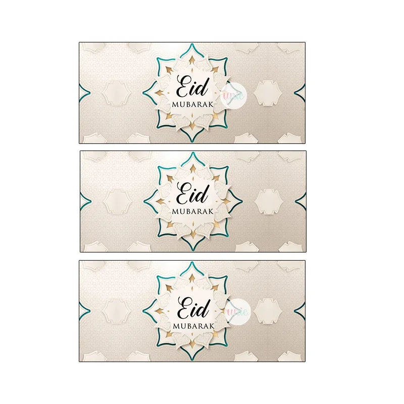 24pcs 4*9cm Eid Mubarak /Ramadan Kareem Sealing Labels Decor Ramadan Mubarak Packaging Stickers Muslim Islamic Festival Decor