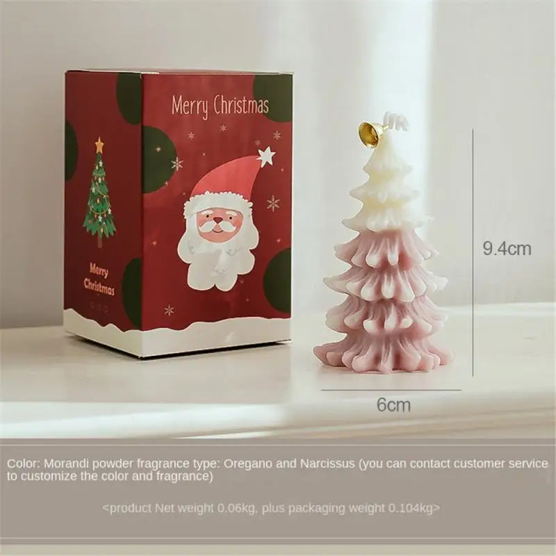 2025 Year Merry Christmas Candle Cute Xmas Tree Shaped Aromatherapy Scented Candle Desk Ornament for New Year Navidad Home Decor