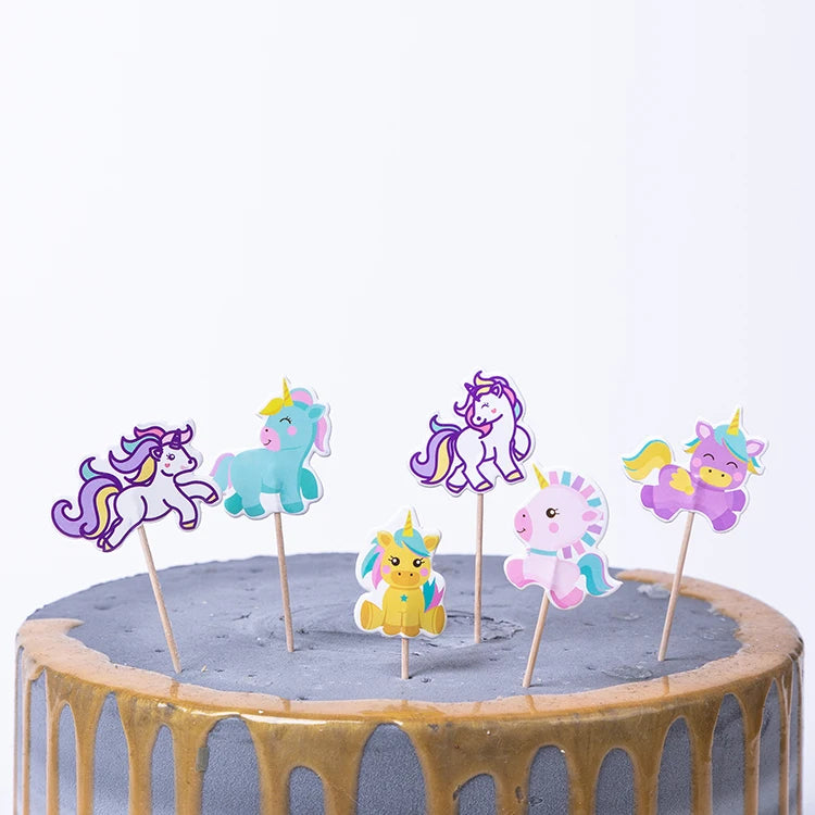 Frozen Anna Elsa Princess Theme Cupcake Picks Animal Cake Toppers Cartoon Cupcake Inserts Card Party Gift for Kid Birthday Decor