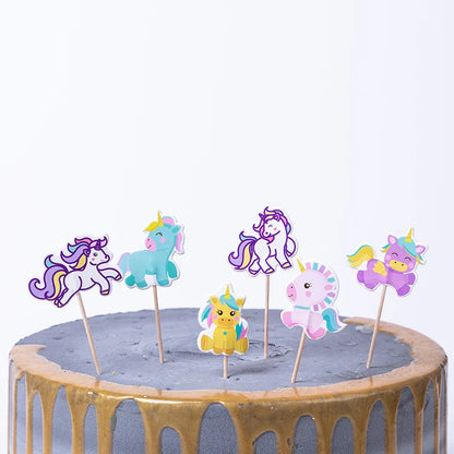 Frozen Anna Elsa Princess Theme Cupcake Picks Animal Cake Toppers Cartoon Cupcake Inserts Card Party Gift for Kid Birthday Decor