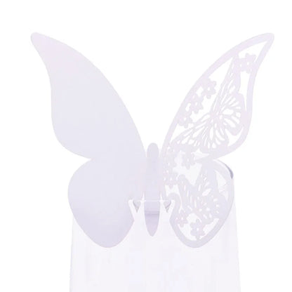 20pcs Eid Mubarak Hollow Butterfly Cup Card Wine Glass Paper Name Place Seat Card Wedding Party Ramadan Kareem Table Decorations