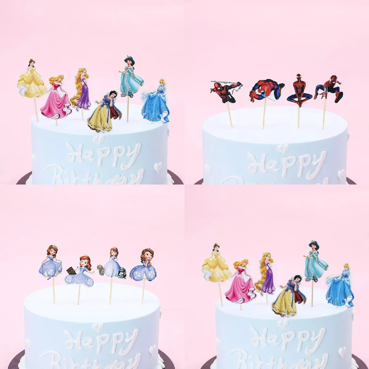 Frozen Anna Elsa Princess Theme Cupcake Picks Animal Cake Toppers Cartoon Cupcake Inserts Card Party Gift for Kid Birthday Decor