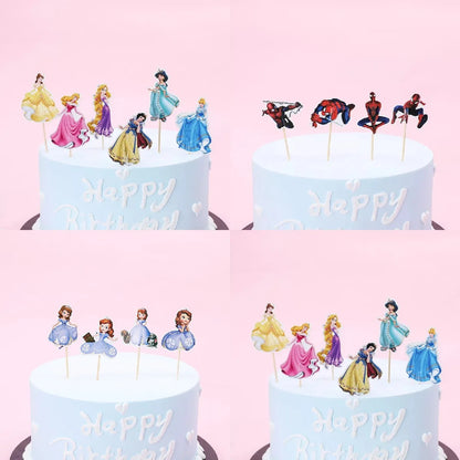 Frozen Anna Elsa Princess Theme Cupcake Picks Animal Cake Toppers Cartoon Cupcake Inserts Card Party Gift for Kid Birthday Decor