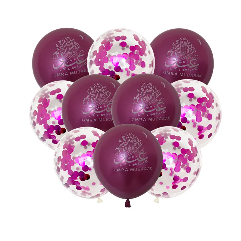 10pcs Eid Mubarak Metal Latex Balloon Ramadan Kareem Decoration Air Globos Ramadan Mubarak Muslim Islamic Festival Party Decor