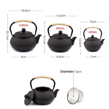 UPORS Japanese Iron Tea Pot With Stainless Steel Infuser Cast Iron Teapot Tea Kettle for Boiling Water Oolong Tea 600/800/1200ml