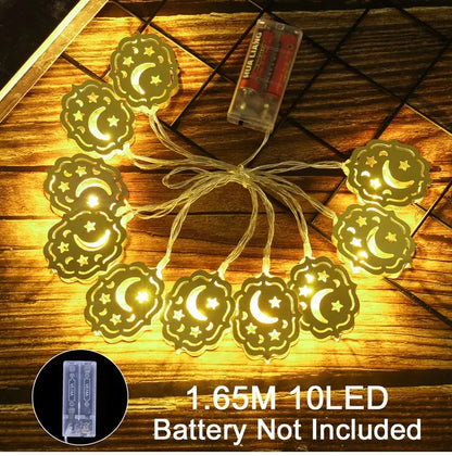 Moon Star Led String Lights Eid Mubarak Decor Ramadan Decoraion for Home 2024 Ramada Kareem Muslim Islam Al Adha Party Supplies