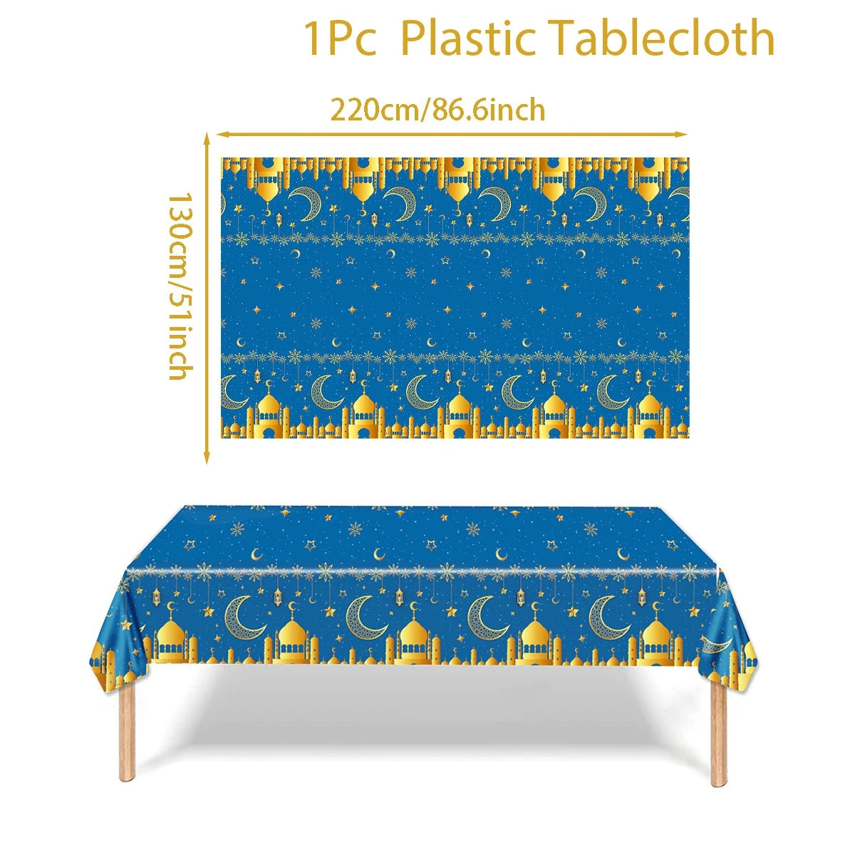 EID Mubarak Disposable Tablecloth EID Mubarak Decoration 2024 for Home Table Cloth Ramadan Kareem Islamic Muslim Party Decor