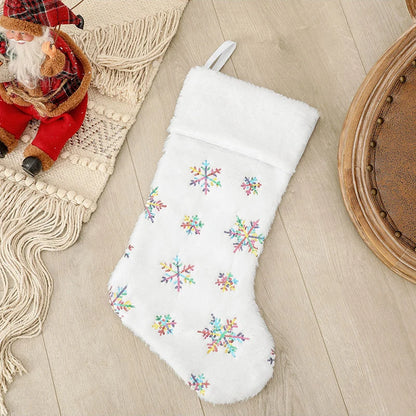 22x48cm New Beads Gilded Snowflake Plush Christmas Socks Gift Bag Christmas dDecorations Christmas Pendant 2023 Christmas Decor