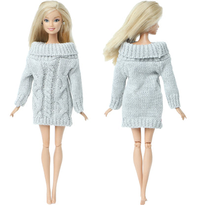 1 Pcs Handmade High Quality Doll Coat Dress Fur Clothes for Barbie Doll Winter Wear Leopard Outfit Doll Accessories Kids Toys