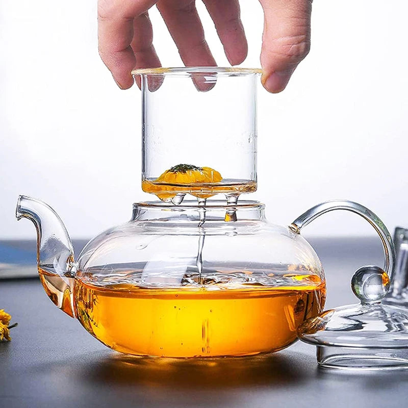 YWDL 400/600/1000ml Clear Glass Teapot With Removable Infuser Stovetop Safe Loose Leaf and Blooming Teapot Heat-Resistant