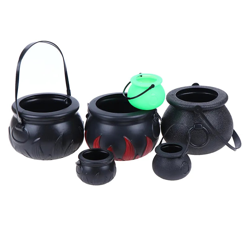 Halloween Candy Pot Halloween Cauldron Novelty Halloween Bucket Ornament Skull Witch Toy