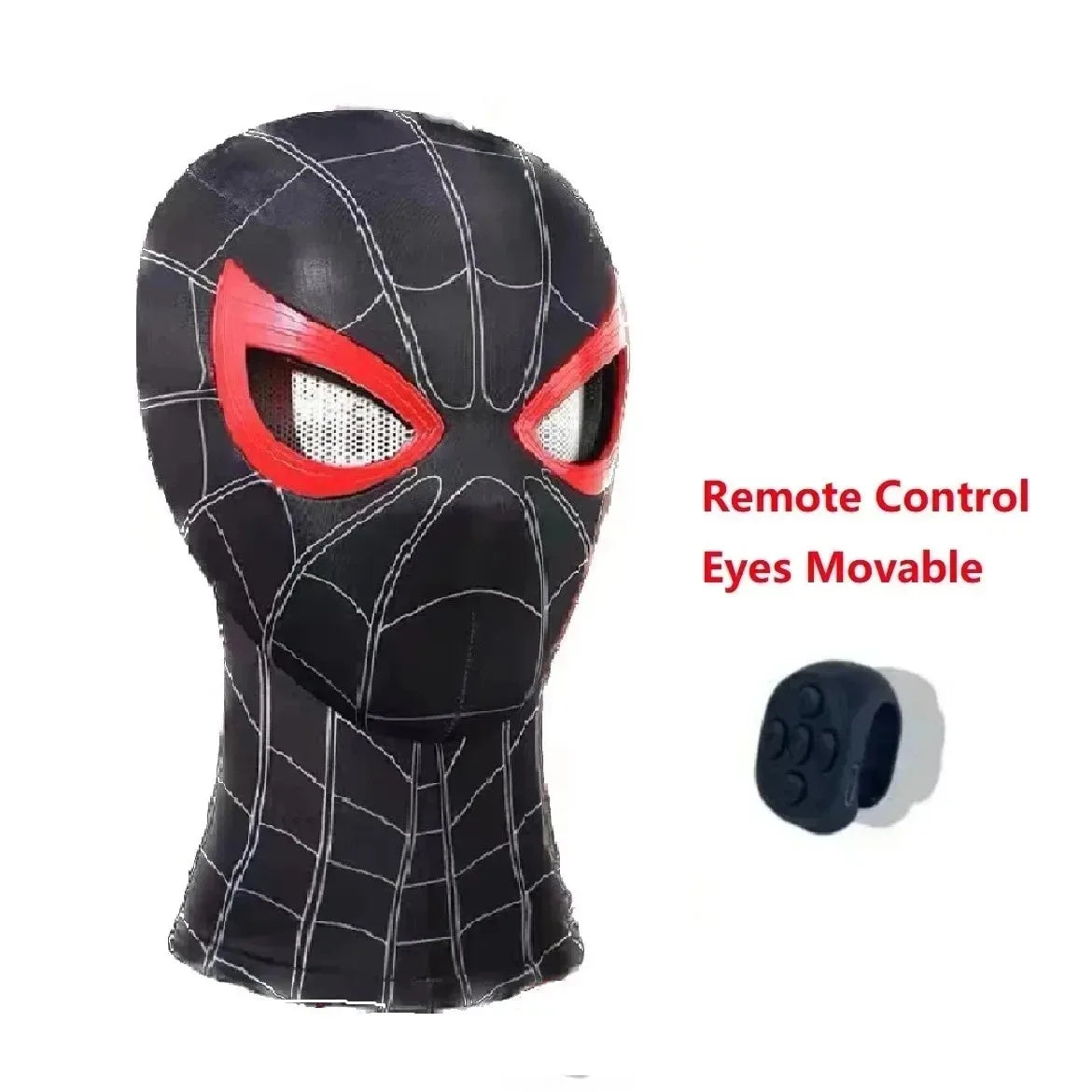 Spiderman Mask Eyes Movable Remote Control Spiderman Mask Peter Parker Halloween Cosplay Costume Mask Spandex Fabric Material