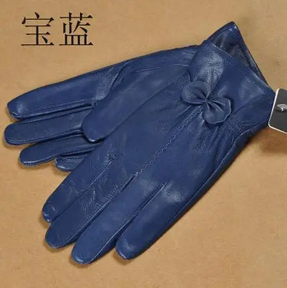 2020 Women's Genuine Leather Gloves Red Sheepskin Gloves Autumn and Winter Fashion Female Windproof Gloves