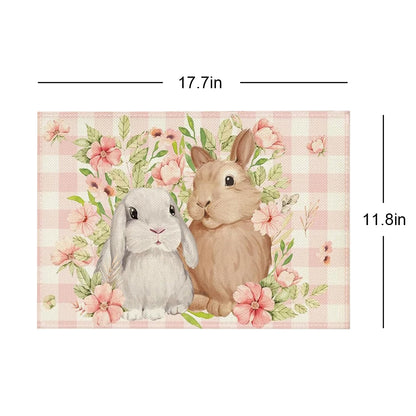 2024 Easter Bunny Table Runner Gnome Rabbit Party Decor Creative Tablemat Easter Placemat Table Decoration for Dining Home