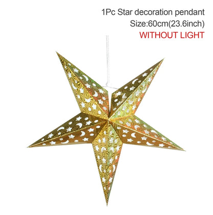 Eid Mubarak Hollow Out Star Hanging Pendant Christmas Ramadan Decor for Home Islam Muslim Party Mubarak Eid Al Adha Kareem