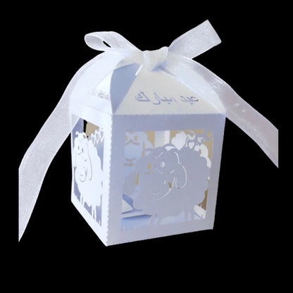 10Pcs Sheep Eid Mubarak Favors Candy Boxes Lace Ramadan Kareem Gift Boxes Islamic Muslim Happy Al-Fitr Eid Event Party Supplies