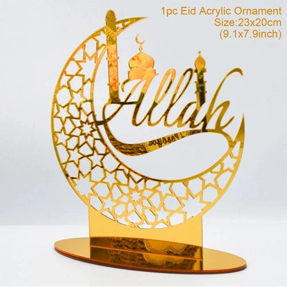 Ramadan Tray Table Centerpieces Plate Acrylic Ramadans Eid Mubarak Decorations for Home 2024 Islam Muslim Festival Party Gifts