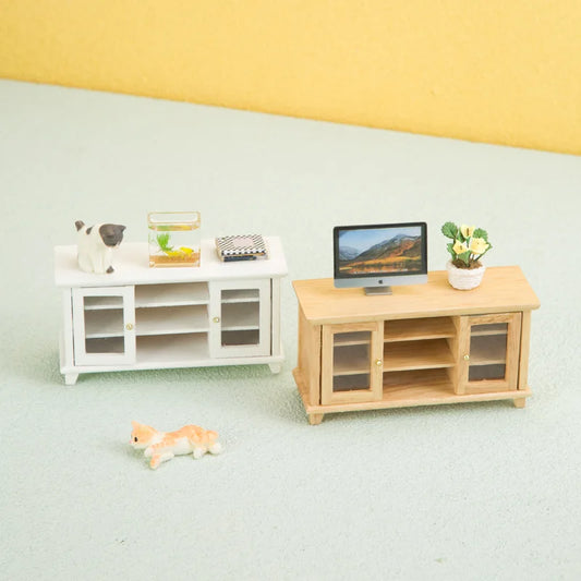 1pcs Miniature TV Combination Cabinet Model Dollhouse Decorative Accessories 1:12 Mini Dining Cabinet Micro Landscape Model