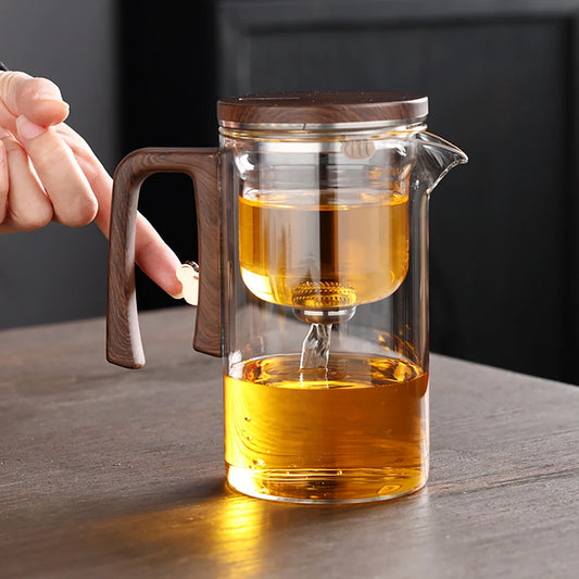Glass Tea Pot Kettle Infuser 520ml/720ml Teapot Water Separation Inner Magnet One Click Magnetic Switch Tea Filtration Cup Set