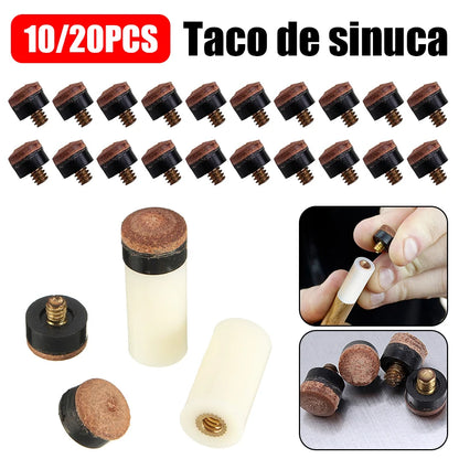 10/20pcs Set 10mm High Quality Screw on Cue Tips for Billiard Pool Cue Stick and Snooker Cue Replacement Parts Stick Repair Tool