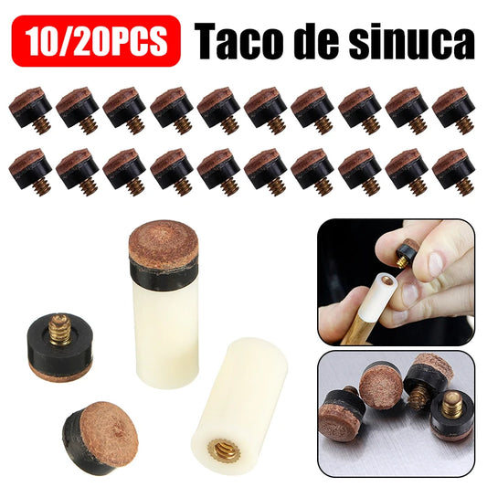 10/20pcs Set 10mm High Quality Screw on Cue Tips for Billiard Pool Cue Stick and Snooker Cue Replacement Parts Stick Repair Tool
