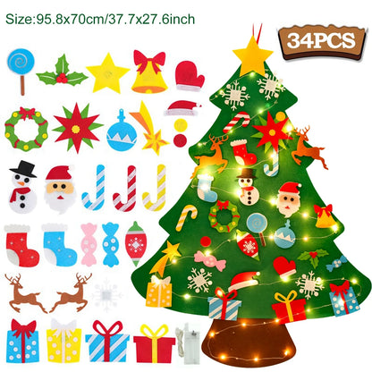 Kids DIY Felt Christmas Tree Merry Christmas Decorations for Home 2023 Christmas Ornaments Navidad 2024 New Year Gifts Xmas Tree
