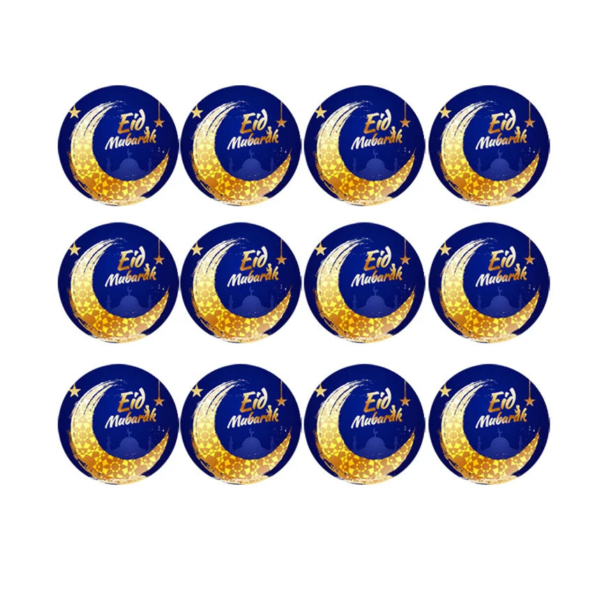 60Pcs Ramadan Kareem Eid Al-Fitr Decorative Stickers Blessed Eid Mubarak Muslim Religion Festival Decor Food Gift Bag Sealing