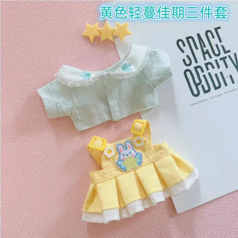 20cm Doll Clothes Outfit Hoodies Skirt Stuffed Dolls Dress Up Doll Accessories Outfit Change Dress Game Playing House Gift Toys