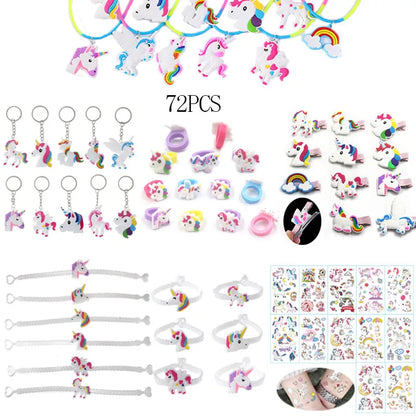 Unicorn Party Supplies Pinata Birthday Party Favors Kids Unicorn Necklace Bracelet Ring Hairpin Keychain Christmas Gifts