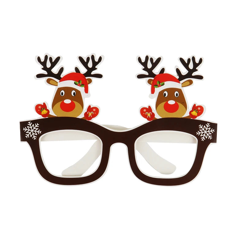 9pcs Santa Claus Xmas Tree Elk Paper Glasses Frame Christmas Glasses Photo Prop Christmas Decorations New Year Navidad Kids Gift