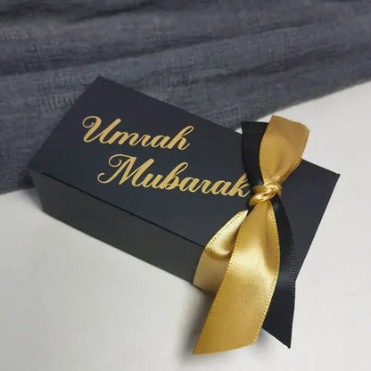 Umrah Mubarak Cardboard Treat Gift Boxes for Islam Eid Ramadan Mubarak Candy Box Goody Gifts Boxes Crafting Cookie Boxes（black）