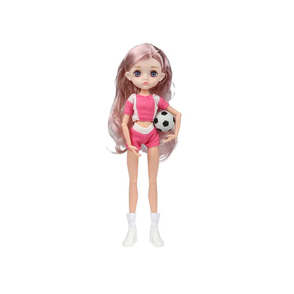 Slim 26cm Bjd Doll for Girl 13 Movable Joints Fashion Princess Clothes Suit Accessories Blue Eyes Decoration Eyelash Solid Doll