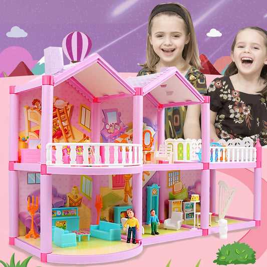 New DIY Family Doll House Dolls Accessories Toy With Miniature Furniture Garage DIY Doll House Casa Toys for Girls Birthday Gift