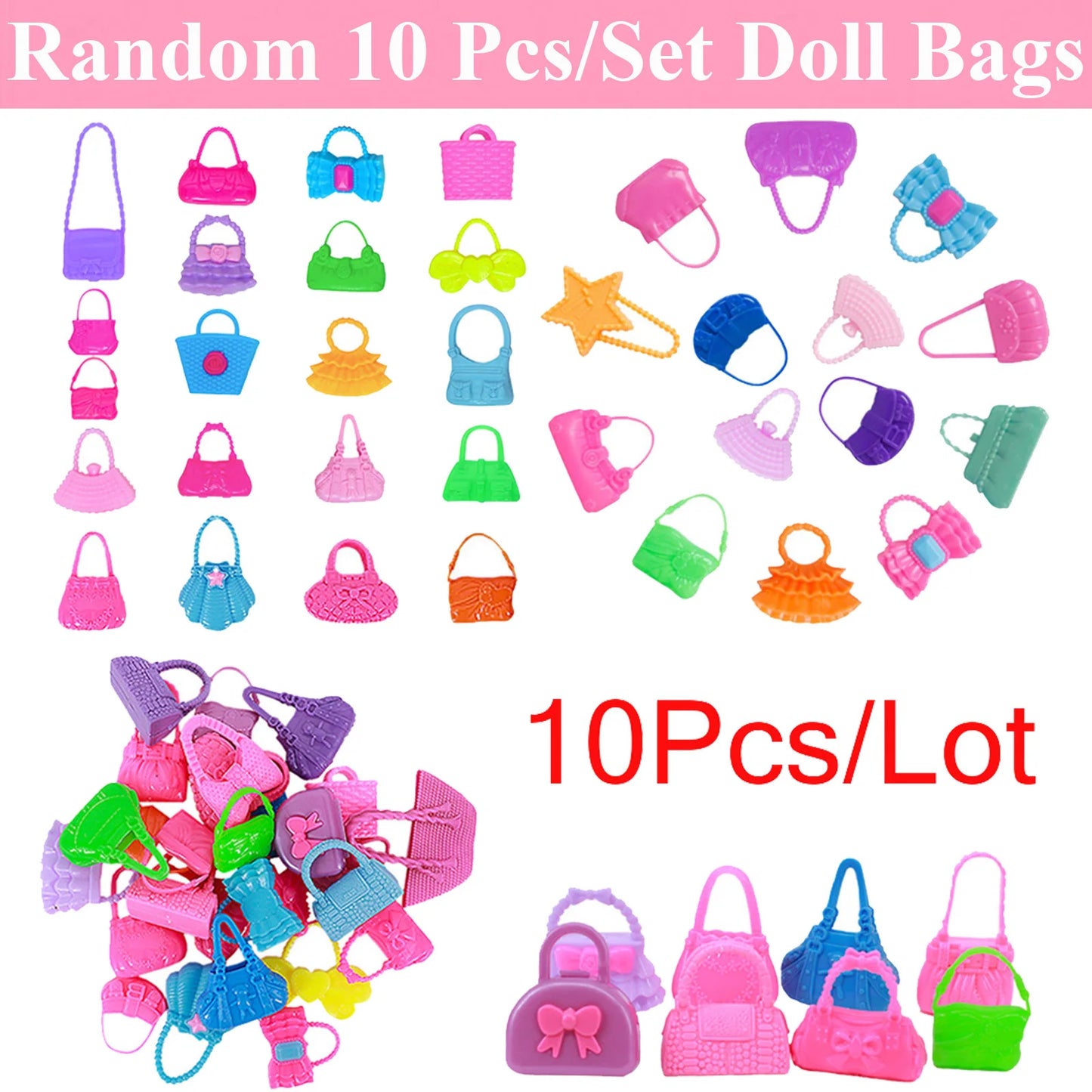 5Pcs Set of Barbies Doll Toy Clothes Accessories Barbies Clothes for Barbie Doll&1/6 BJD Blythe Shoes Mini Dress Bags Toy