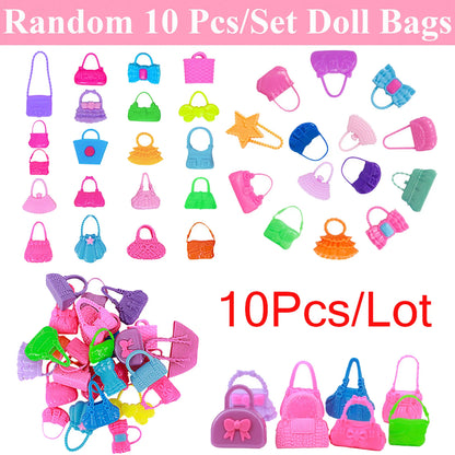 5Pcs Set of Barbies Doll Toy Clothes Accessories Barbies Clothes for Barbie Doll&1/6 BJD Blythe Shoes Mini Dress Bags Toy