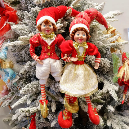 Elf Couple Navidad New Year Xmas Gifts for Kids Plush Dolls Toys Christmas Tree Pendant Drop Ornaments Hanging Decoration